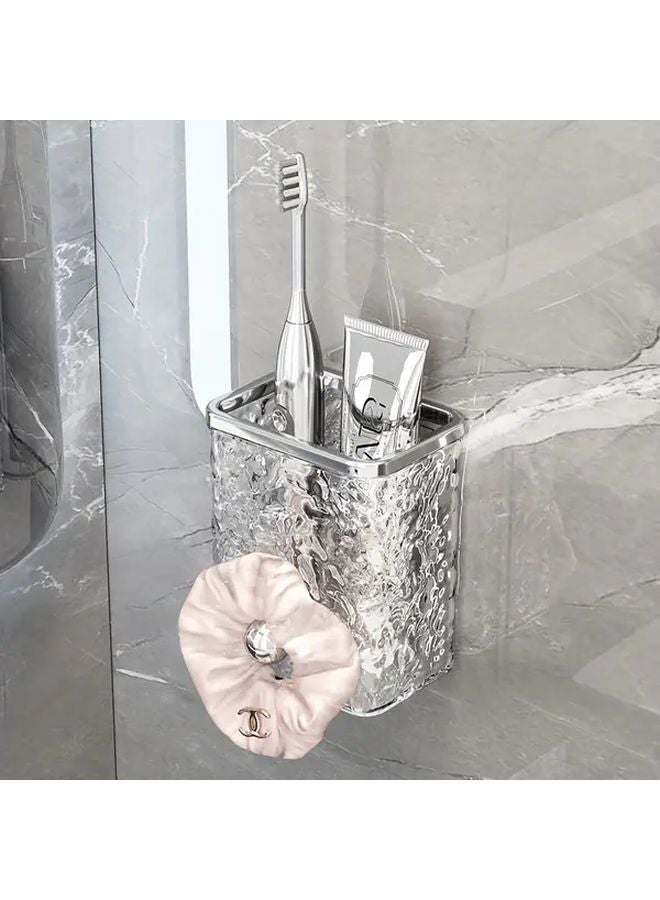 Transparent Wall Mounted Bathroom Organizer Adhesive No Drill Toothbrush Holder - Image 5